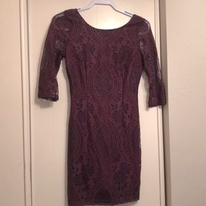 Maroon I.N. San Francisco 3/4 sleeve dress